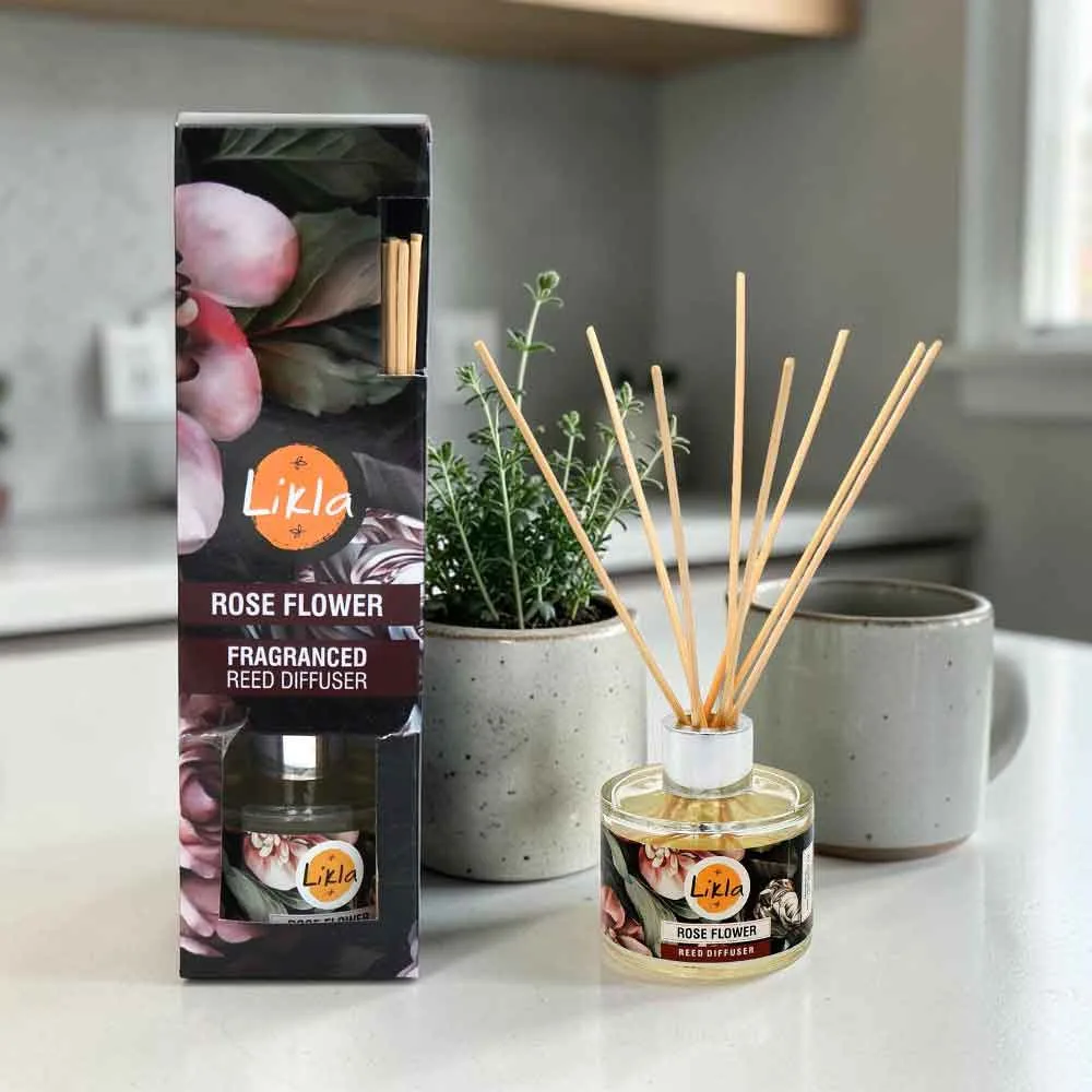Likla Rose Flower Reed Diffuser 100ml – Romantic Floral Long Lasting Home Fragrance